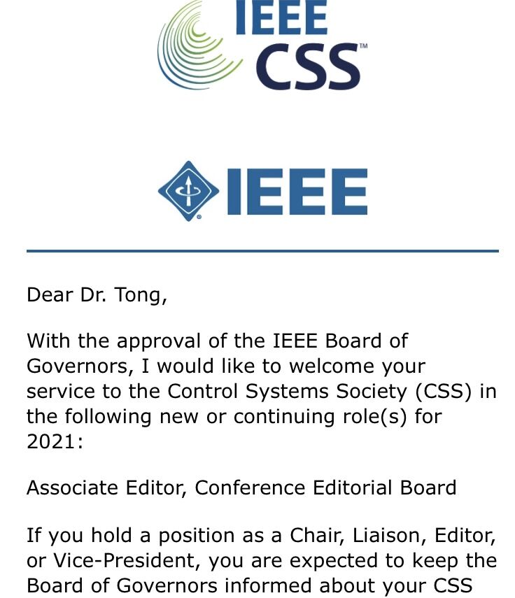 IEEE Control System Society Associate Editor