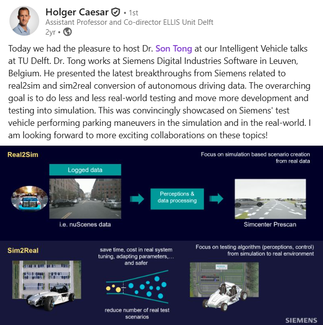 Visit and Give Talk to Prof. Holger Caesar's Group (Intelligent Vehicle, TU Delft)