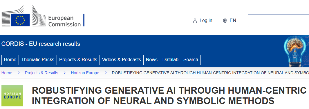 New Horizon Europe project RobustifAI: Robustifying Generative AI through Human-centric Integration of Neural and Symbolic Methods
